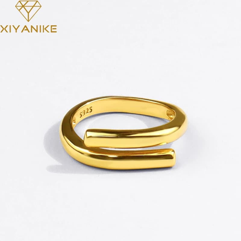XIYANIKE Silver Color Double Layer Geometric Ring Female