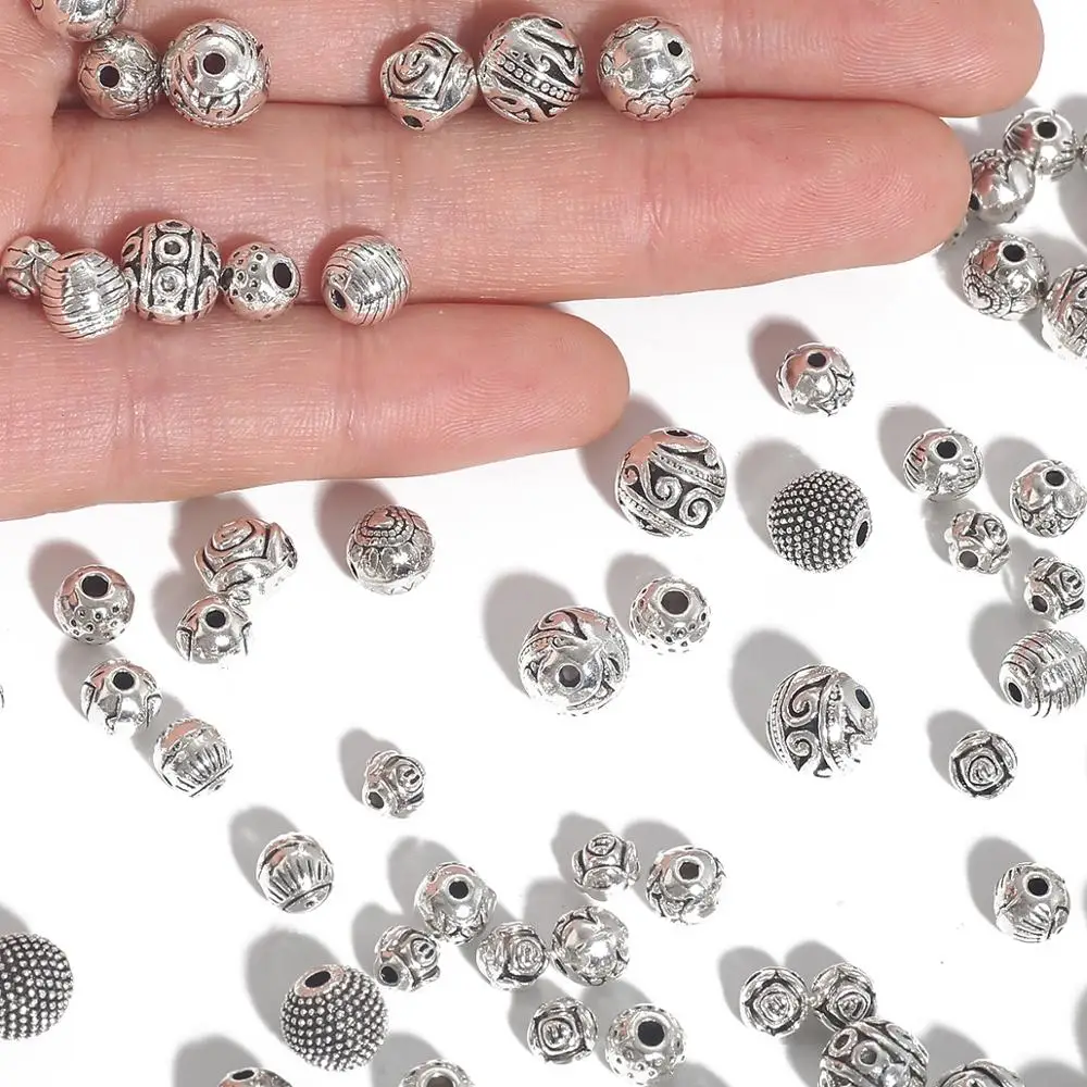 10-50pcs Antique Silver Plated Loose Spacer Rondelle Beads