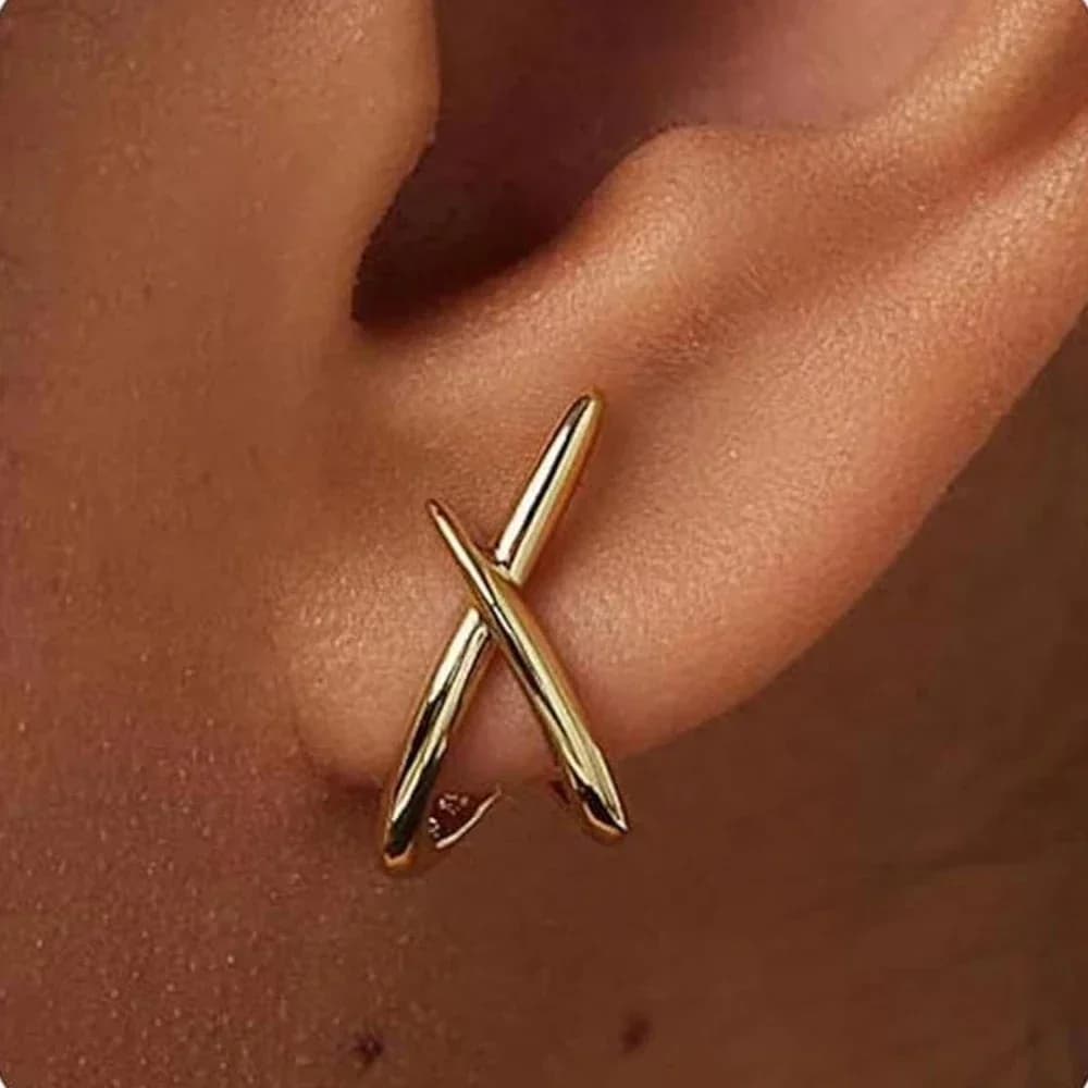 LATS Trendy Gold Color Cross Stud Earrings for Women