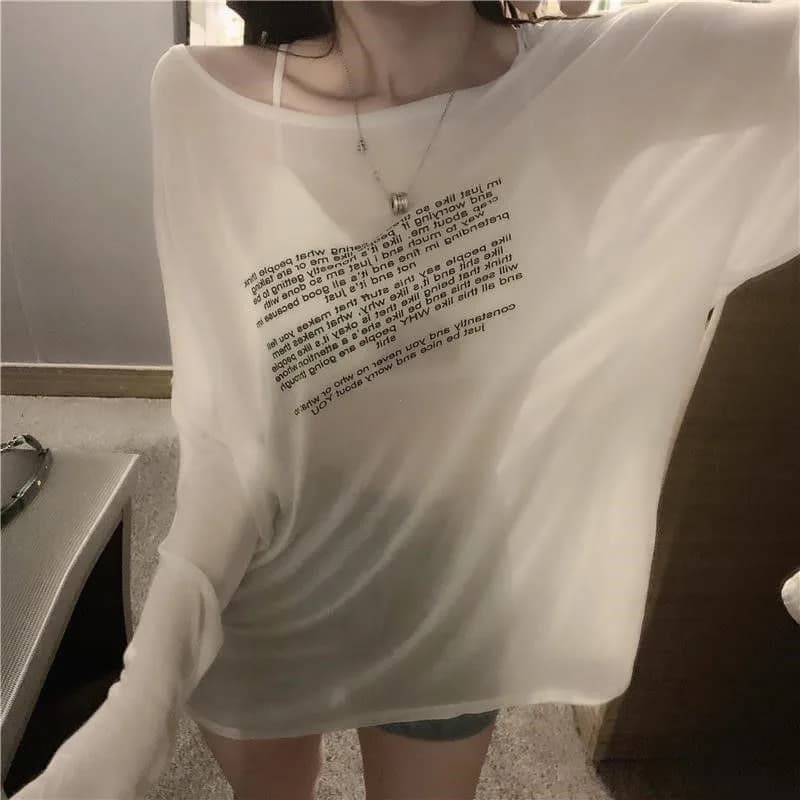 Loose T-shirts for Women Letter Pattern Simple Design