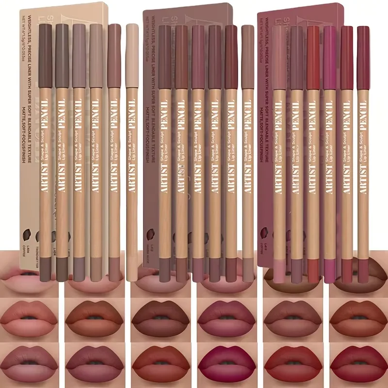 6pcs Velvet Matte Lip Liner Pencils Set Long-Lasting