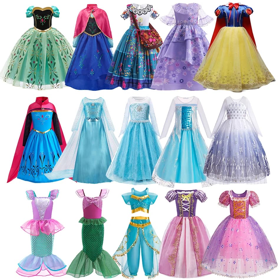 Girls Elsa Anna Dress Children Princess Carnival Kids