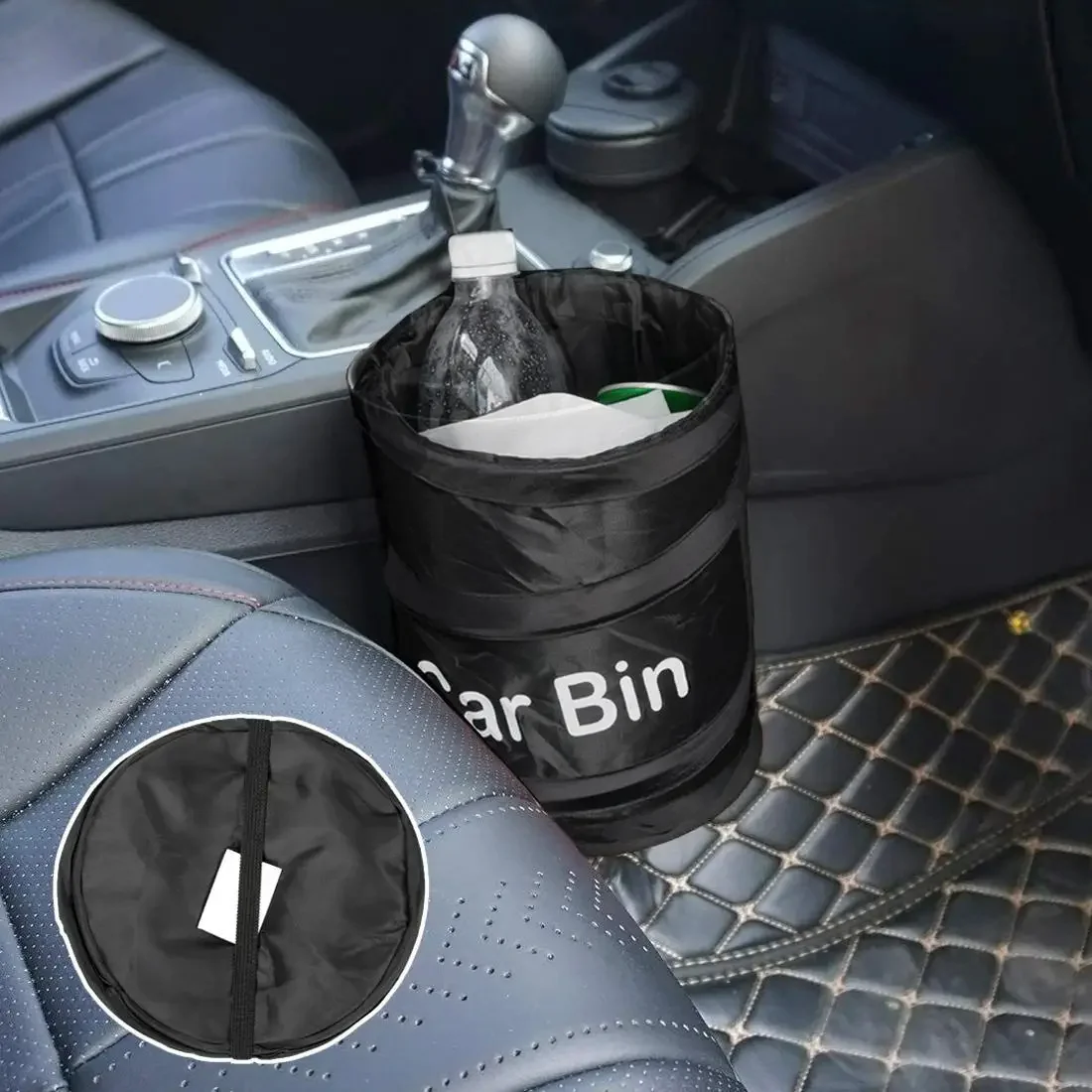 Collapsible Black Car Trash Can Pack Trash Bag Rubbish