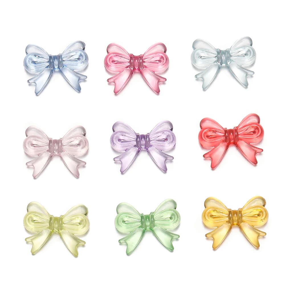 30Pcs/Lot 14x18mm Multicolor Transparent Bow Acrylic Bead
