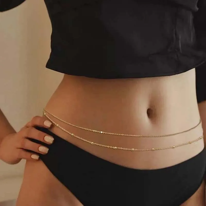 Fashion Metal Double Layered Beads Belly Chains for Women