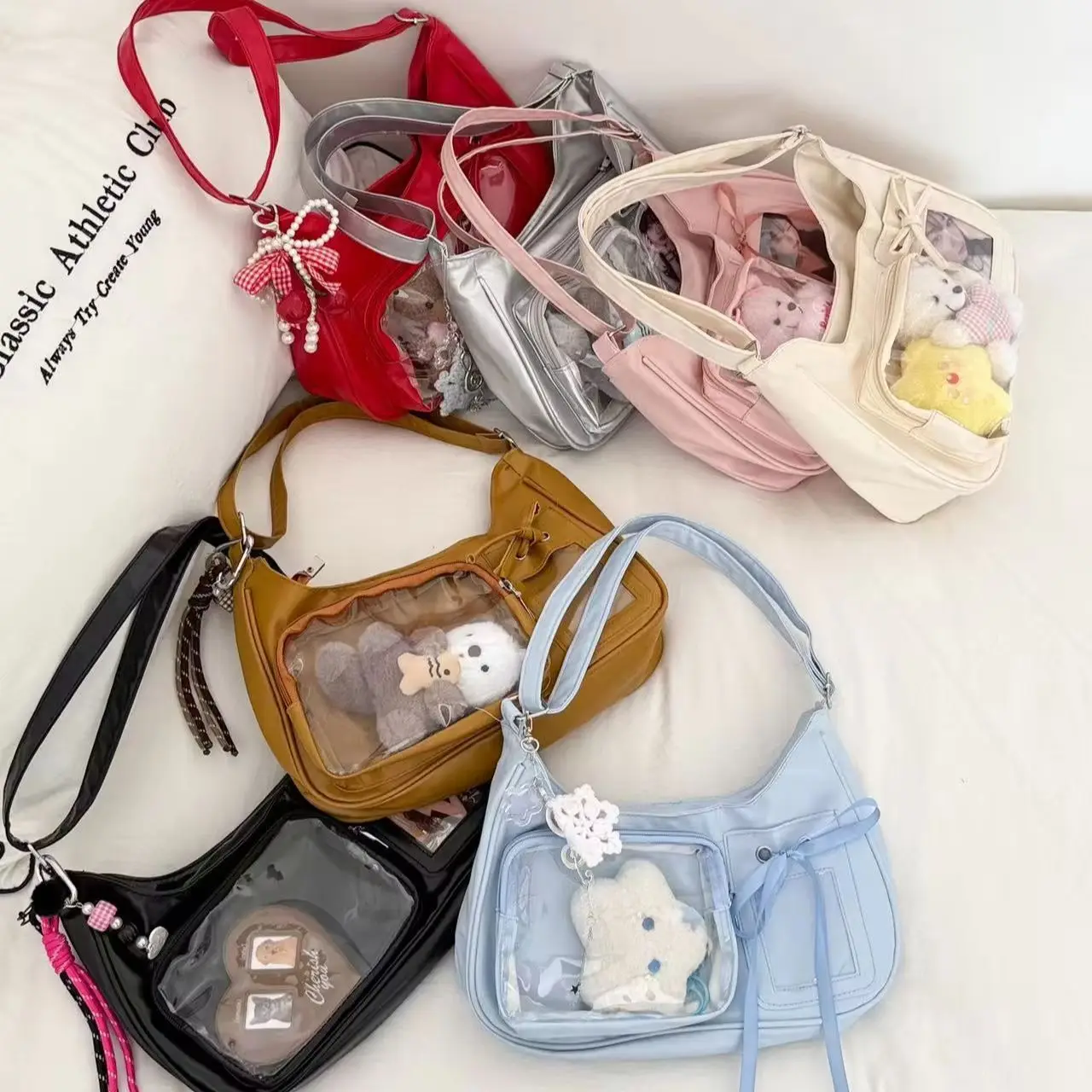 Y2K shoulder bag showing interior compartments
