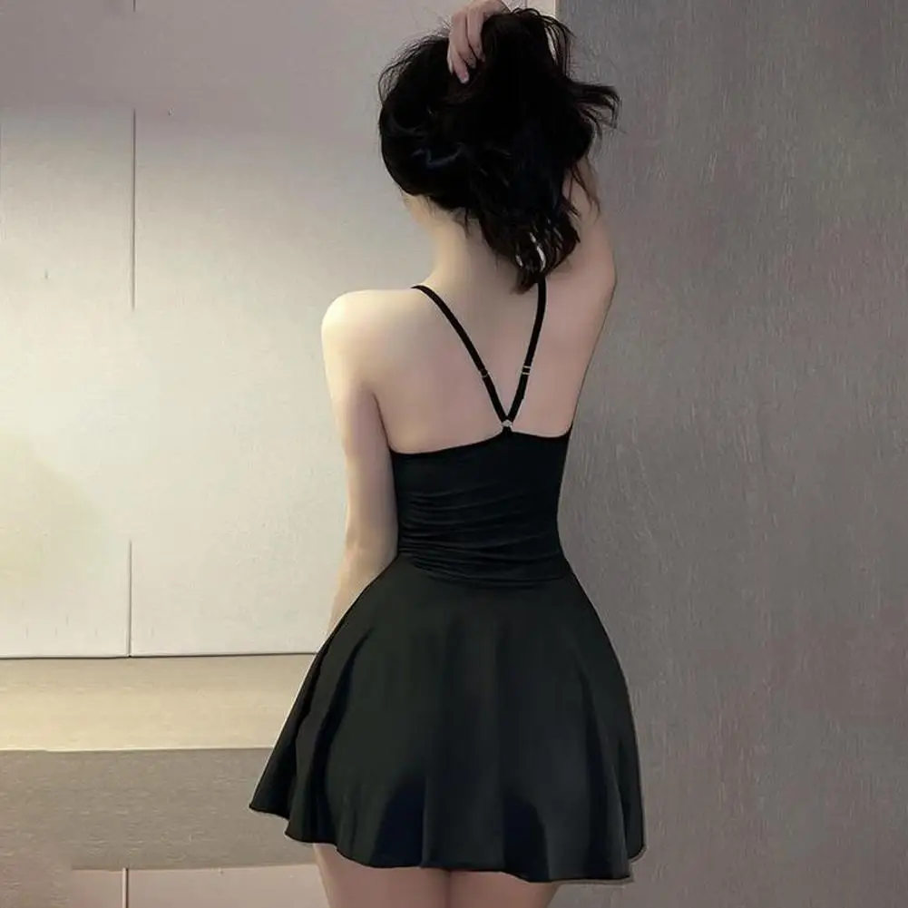 Sexy Women Pleated Micro Mini Dress Bandage Smooth Uniform Slip - image 2