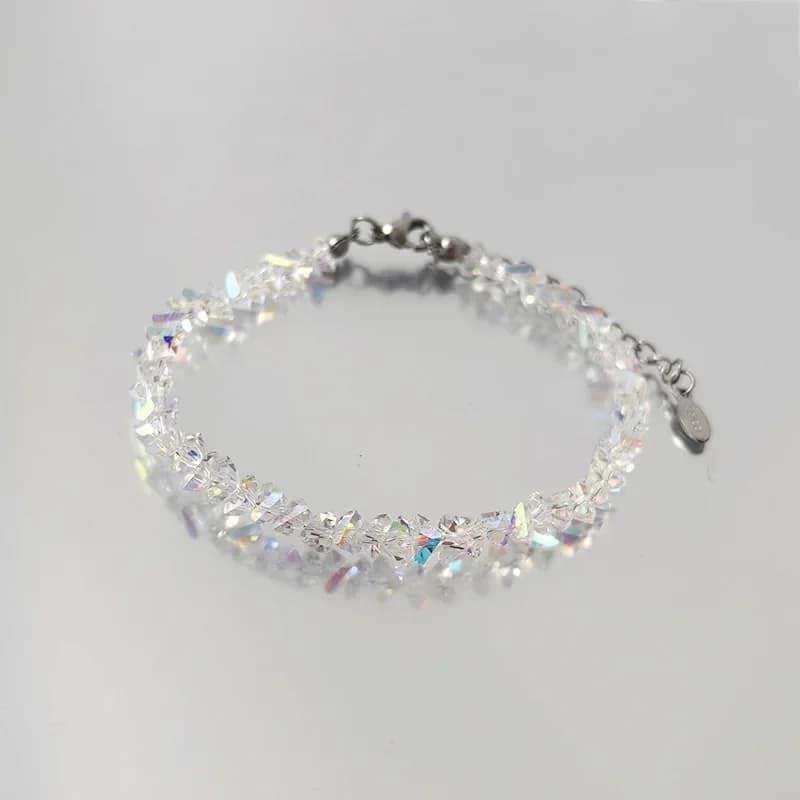 Transparent Crystal Irregular Beaded Bracelet Women‘s