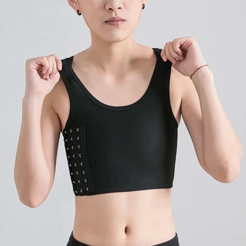 Women Breathable Chest Breast Binder Side Buckle Short
