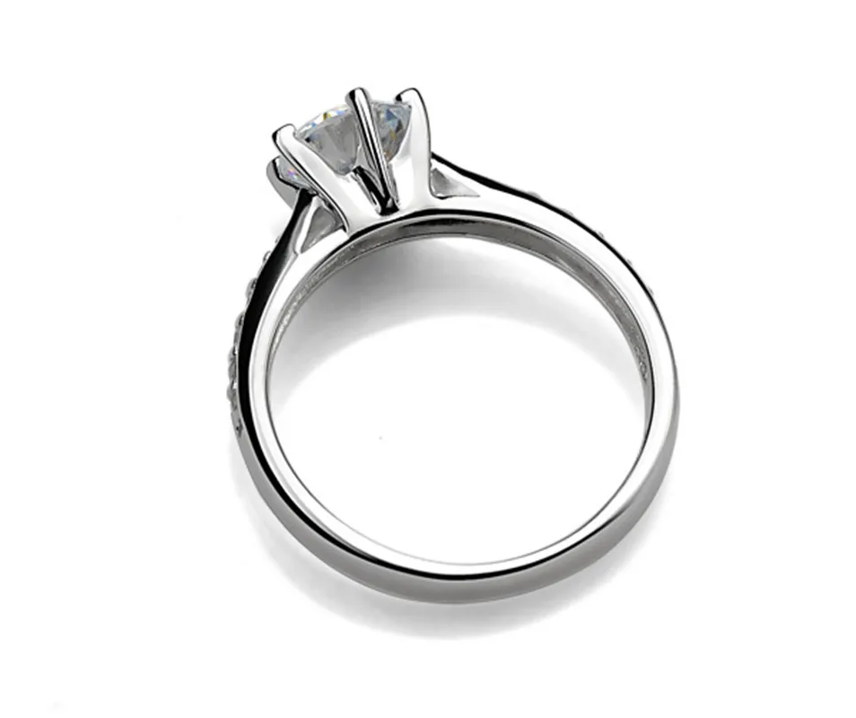 925 Sterling Silver Classic Ring Six claw jewelry simple 70ct diamond...