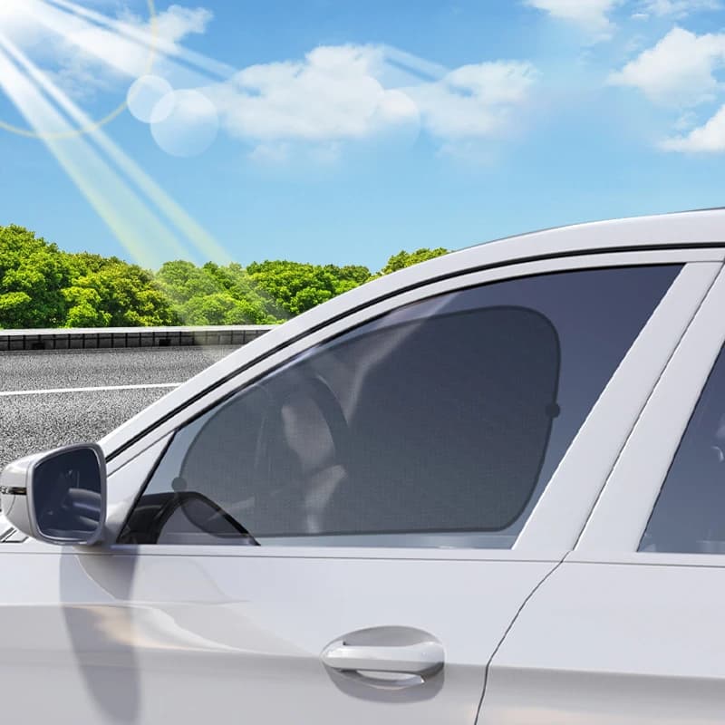 Sun shade on car window - exterior view