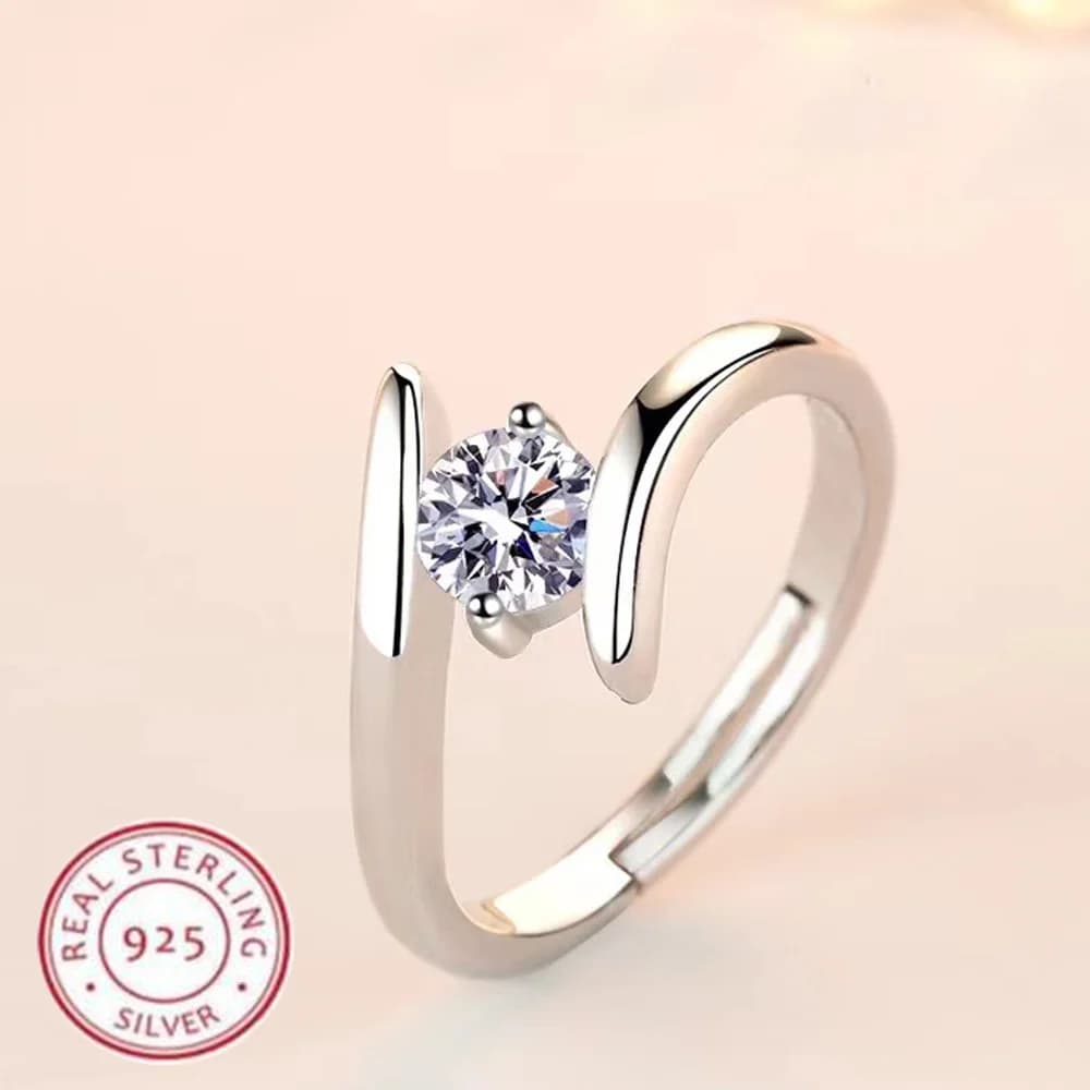 925 Sterling Silver Ring Simple Generous Zircon luxury