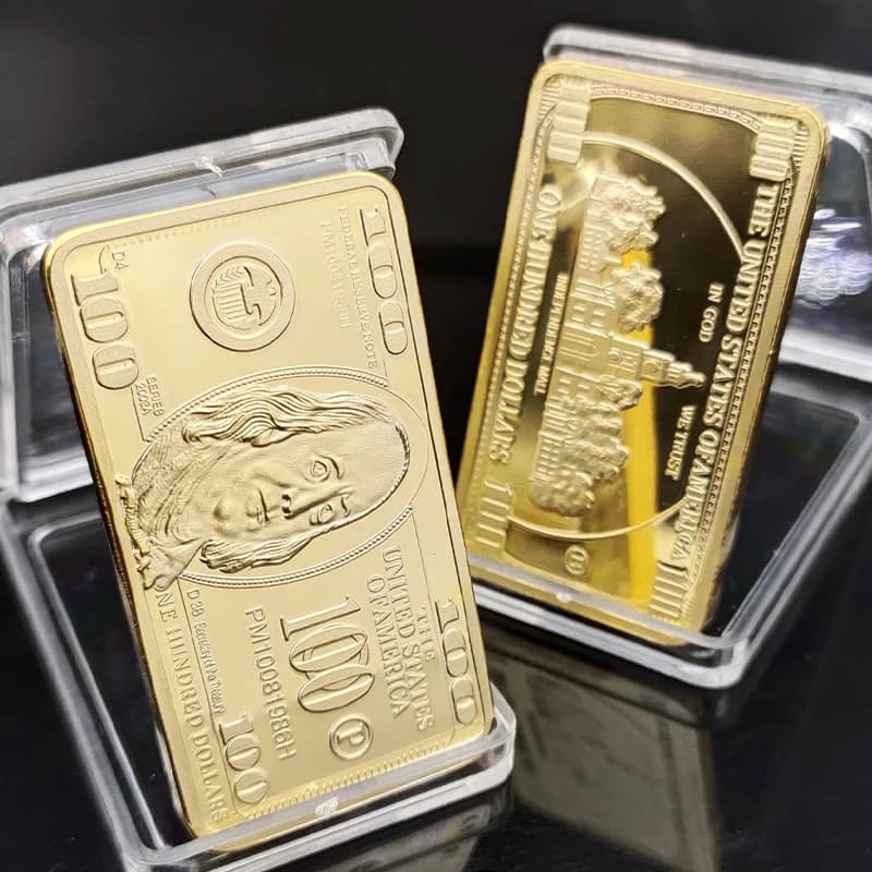 1pcs USA 100 Dollar Bullion 24k Gold Bar American Metal