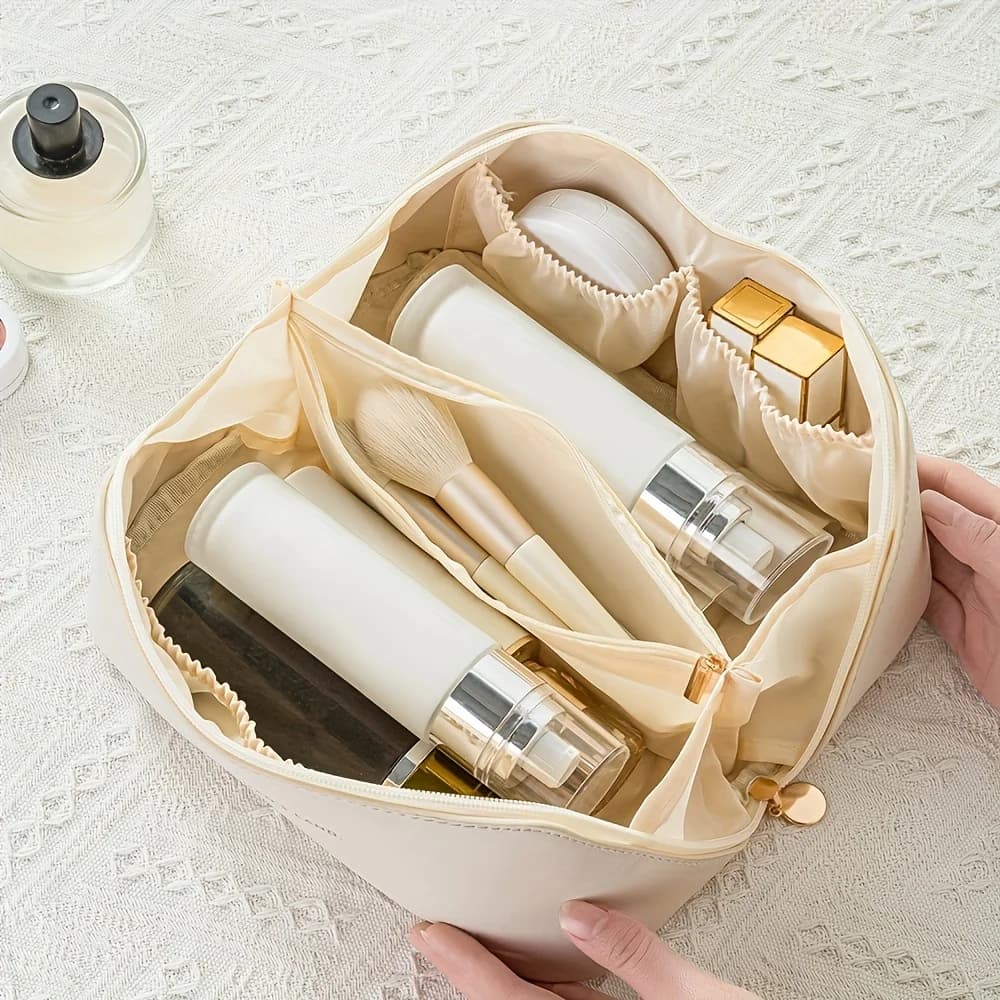 Makeup organiser in pink, white, black, and brown colour variants