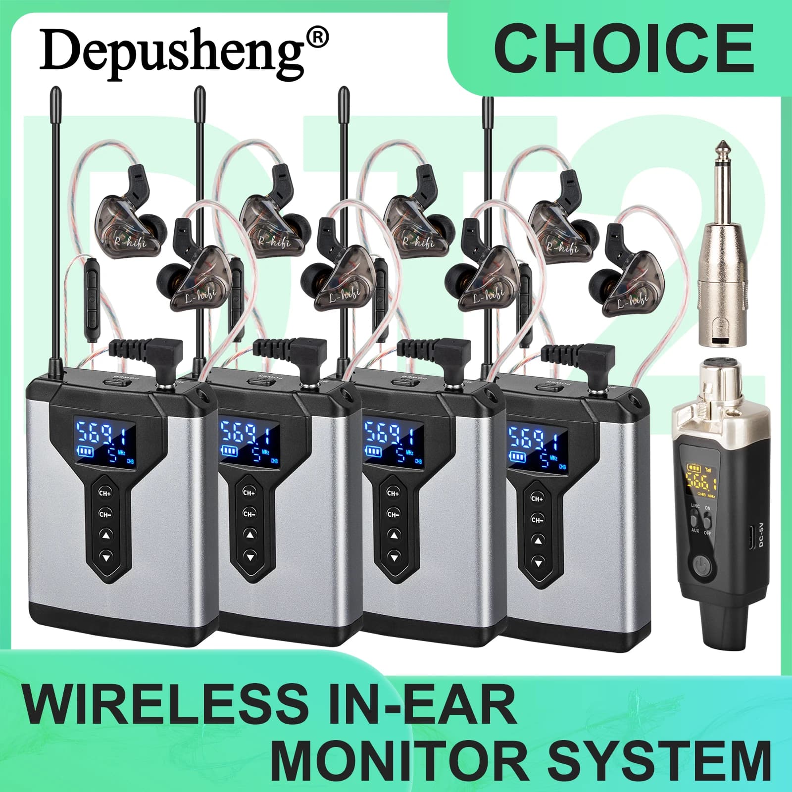 Stereo UHF in-ear monitoring wireless system DT1/2/4