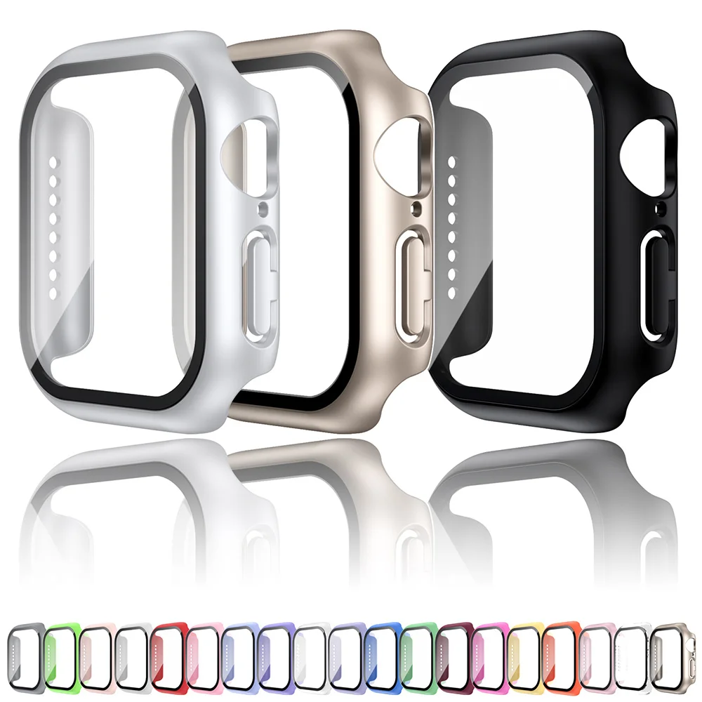Tempered Glass+Case For Apple Watch 38mm 40mm 41mm 42mm