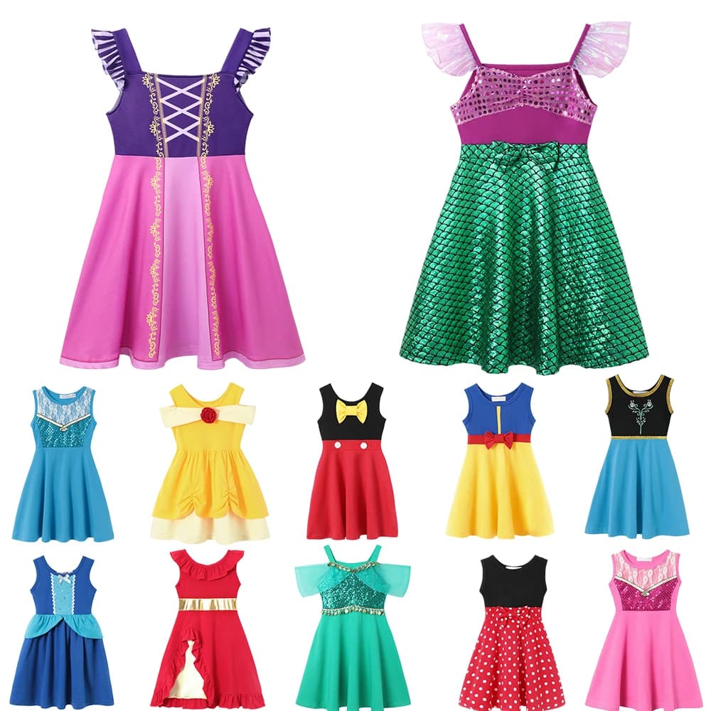 Children's Casual Dress for Girls Mermaid Rapunzel Dress