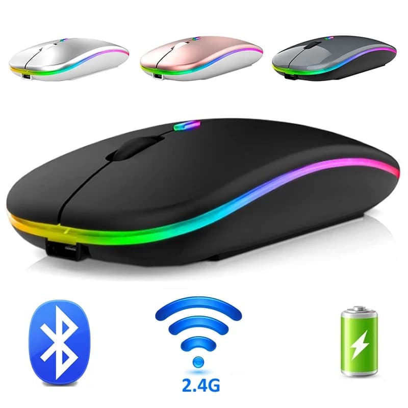 Wireless Bluetooth Mouse 2.4G Dual Modes Rechargeable Mice