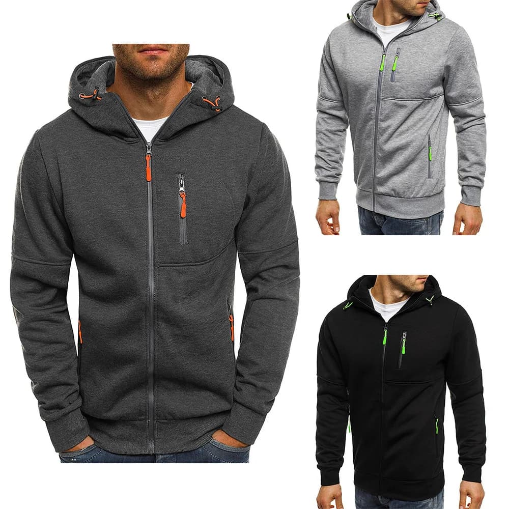 Men's Hoodies Long Sleeve Sweatshirt Zipper Design Hooded