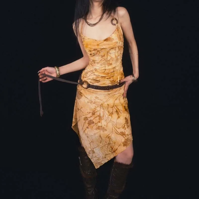 The waist chain styled on a mannequin, showing how it sits at the natural waistline