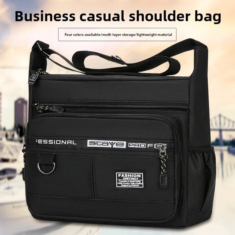 Men's Cross-Body Bag with Multi-Layered Pockets,