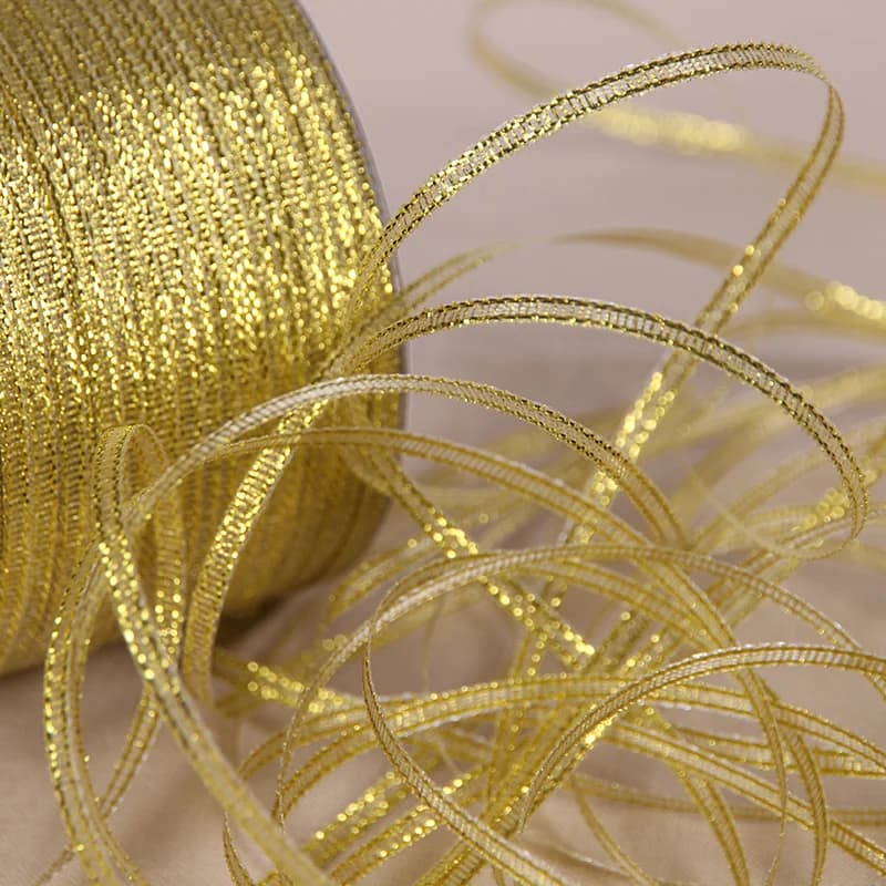 25Yards 6mm Silver Gold Glitter Silk Satin Ribbon Party