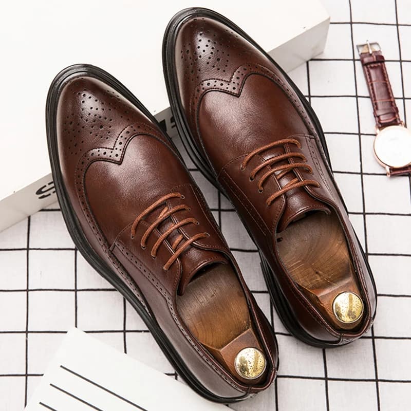 Brogues Leather Shoes Men Classic Men's Dress Shoes 