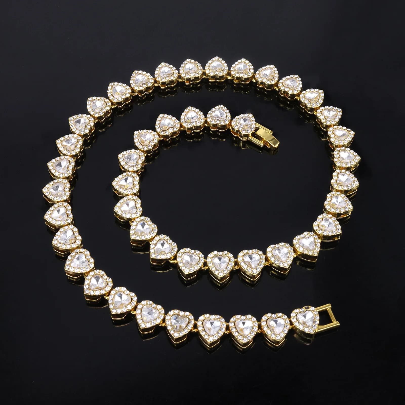 ZAKOL 45CM New Hip Hop Tennis Chain Bracelet Necklace