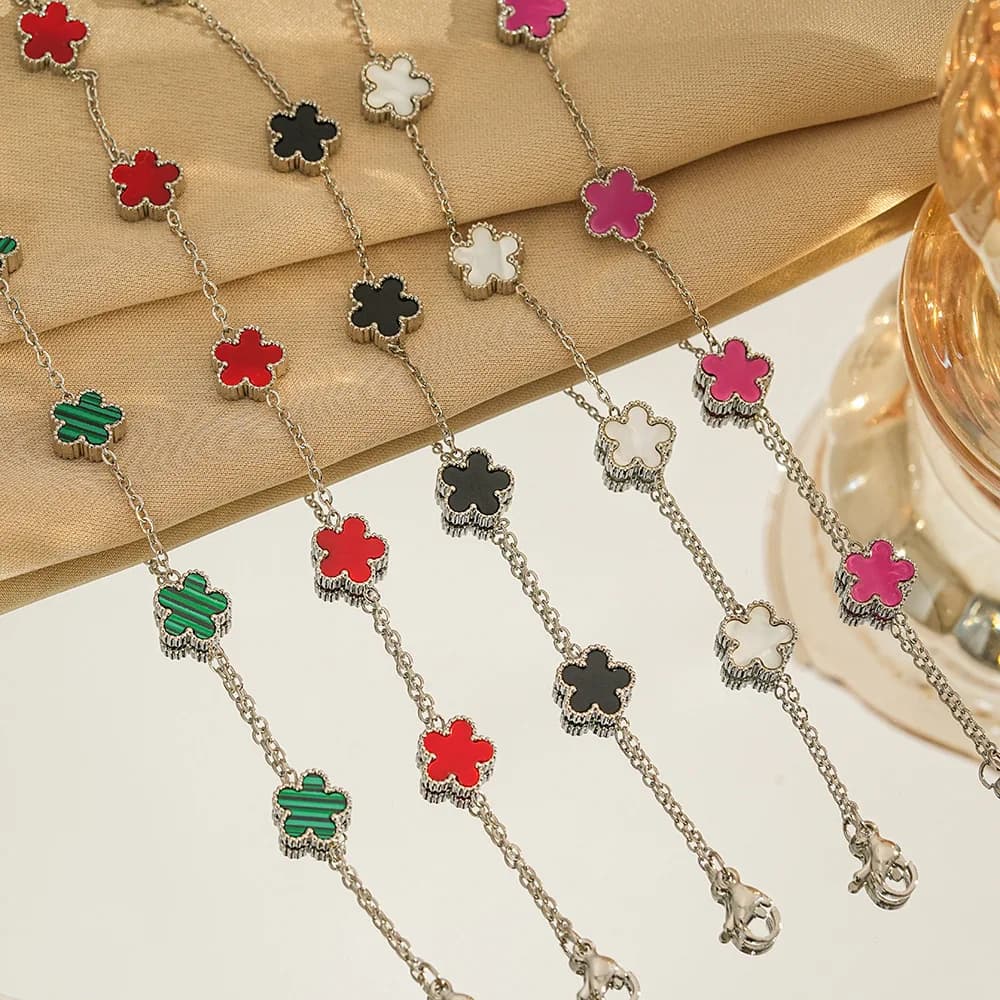 Silver Gold Color New Design Plant Five Leaf Flower