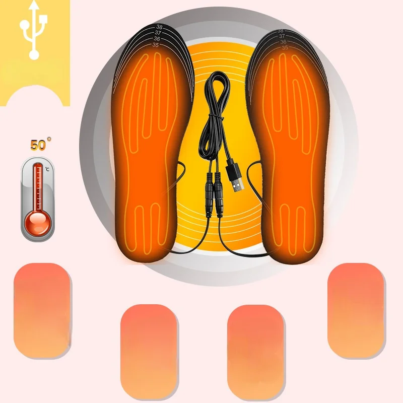 USB Rechargeable Heated Insoles Size 35-46 Customizable