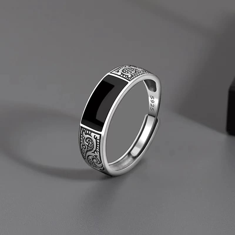 925 Sterling Silver Men's Ring High Quality Luxury black