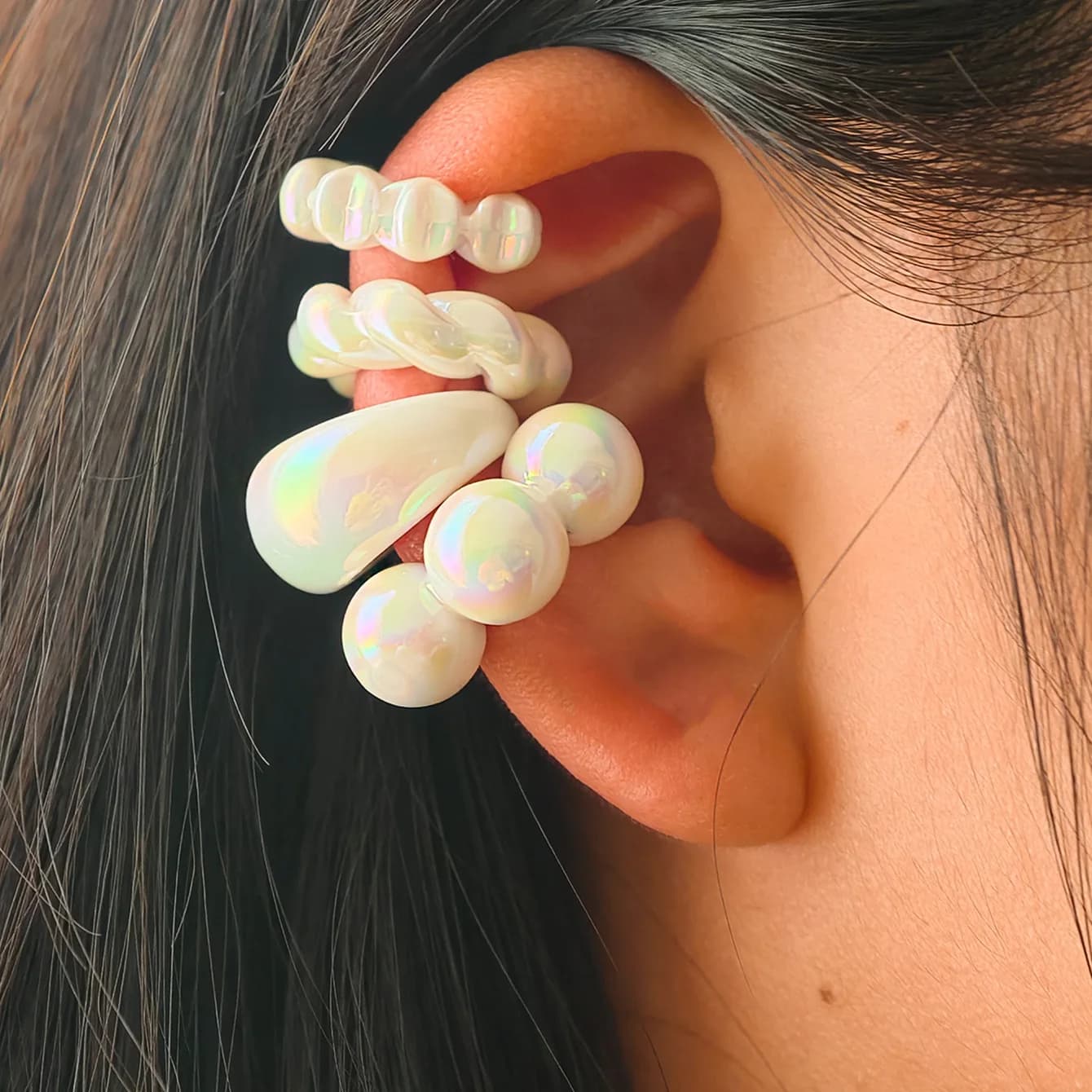 4PCS C-ring No Ear Hole Clip Earrings Ear Bone Clips