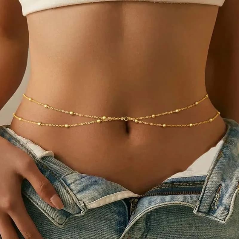 Fashion Double Layer Beaded Waist Chain for Women Simple