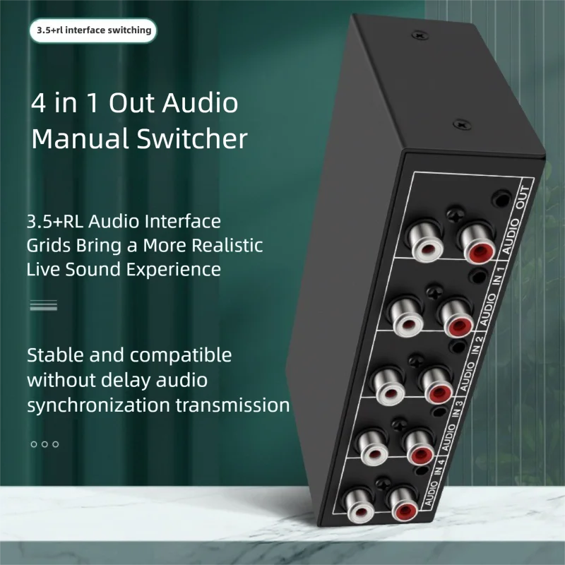 Audio Switcher 4 in 1 RCA AUX Stereo Audio Selector 4
