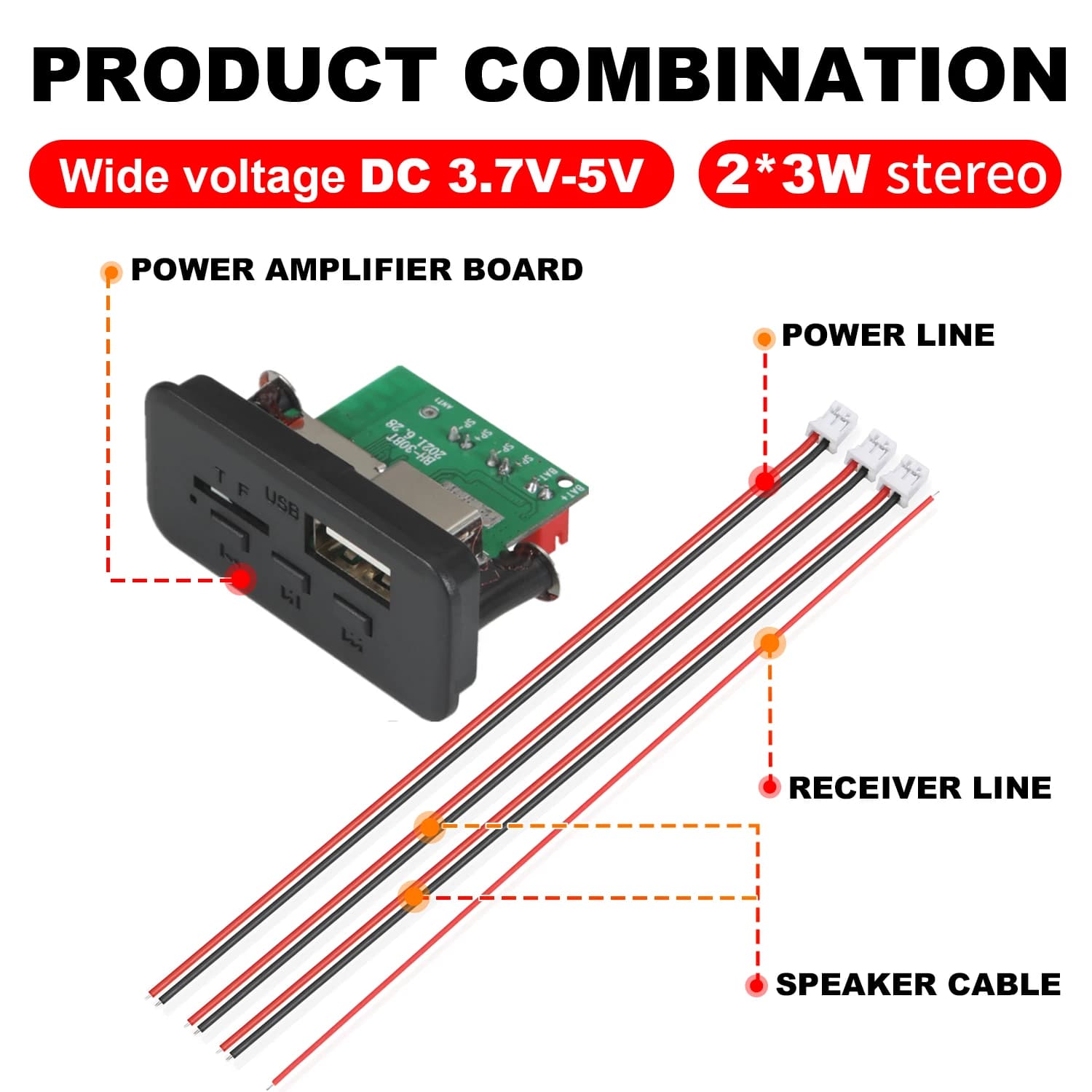 6W Bluetooth Amplifier MP3 Decoder Board Microphone Car