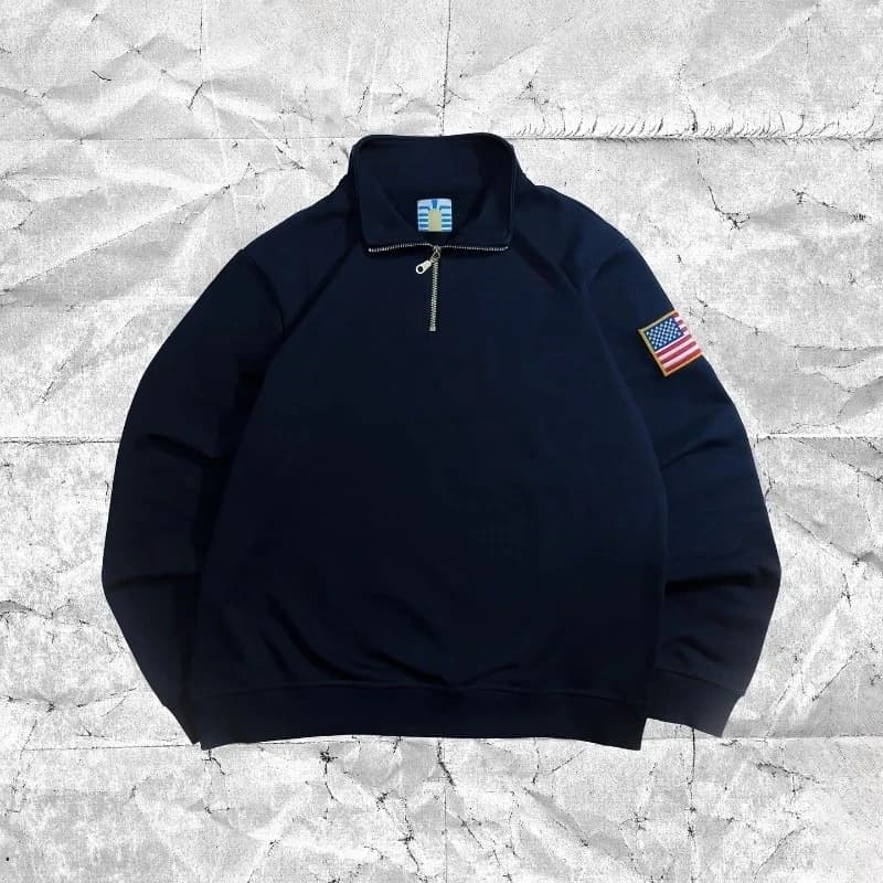 Y2K Retro Quarterzip Pullover Hoodie Embroidery Sweatshirt