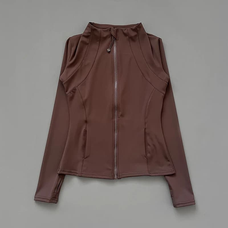 Fitness jacket back view showing slim fit