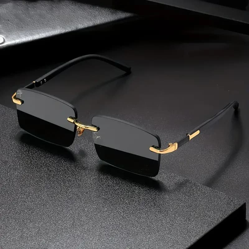 Rimless Sunglasses Rectangle Fashion Popular Women Men