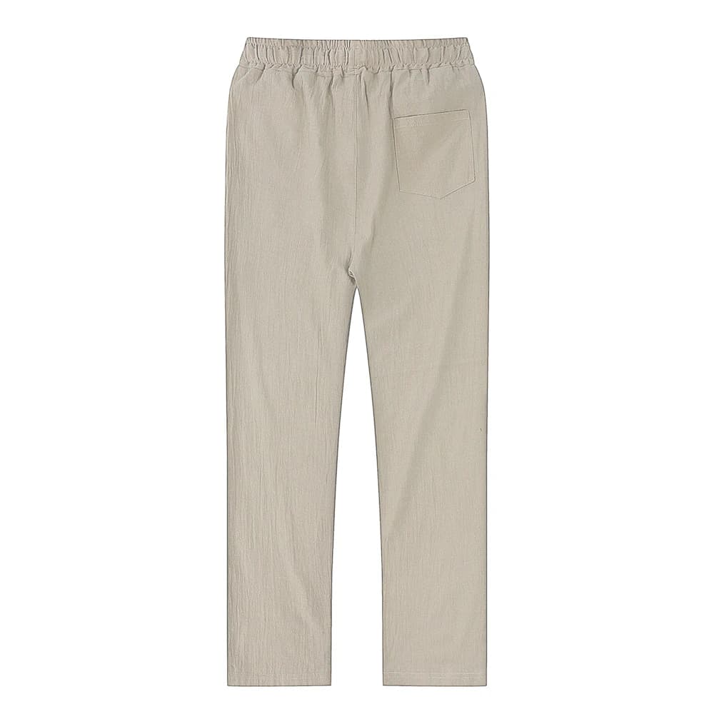Men's Cotton Linen Pants Male Autumn New Breathable Solid Color Linen Trousers Fitness Streetwear S-