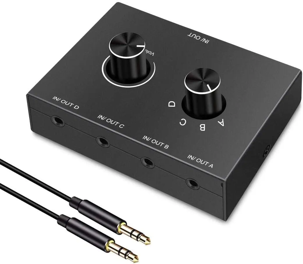 4 Way/2 Way 3.5mm Stereo Audio Switcher Bi-Directional