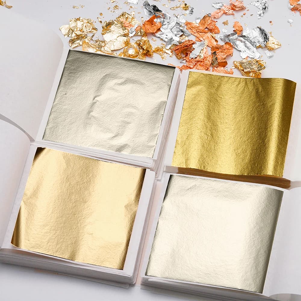 100Sheets Imitation Gold Foil Paper Leaf Gilding Epoxy