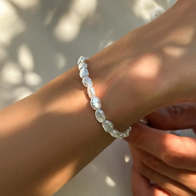 New Fashion Oval Imitation Pearl Chain Bracelet Necklace