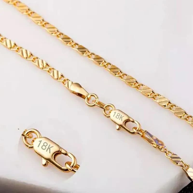 Fashion 18k Gold Necklace 2MM 16/18/20/22/24/26/28/30 Inch