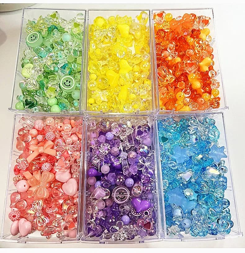 10/30g 8 Style Acrylic Beads Heart Bow Flower Loose Beads