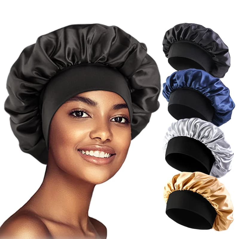 Women' Satin Solid Bonnets Wide-brimmed Night Sleeping