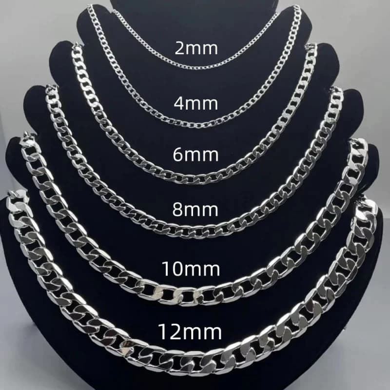 Men's 925 Sterling Silver Necklace 2/4/6/8/10/12MM 40-75cm