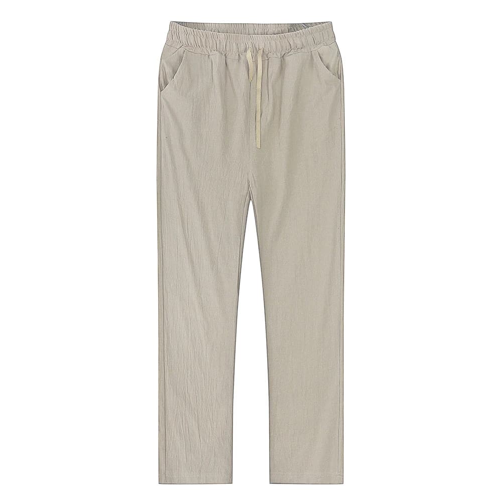 Men's Cotton Linen Pants Male Autumn New Breathable Solid Color Linen Trousers Fitness Streetwear S-