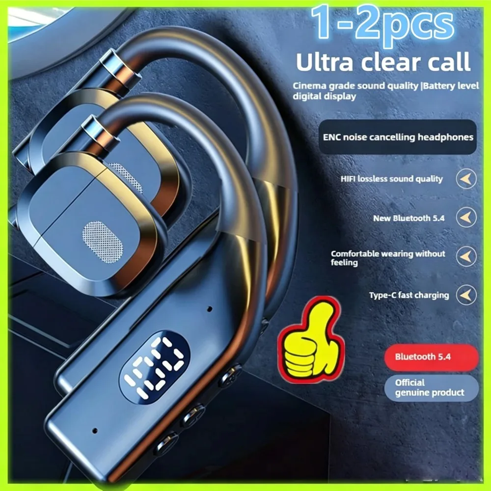 1-2Earhooks Wireless Bluetooth 5.4 Headphones Gaming