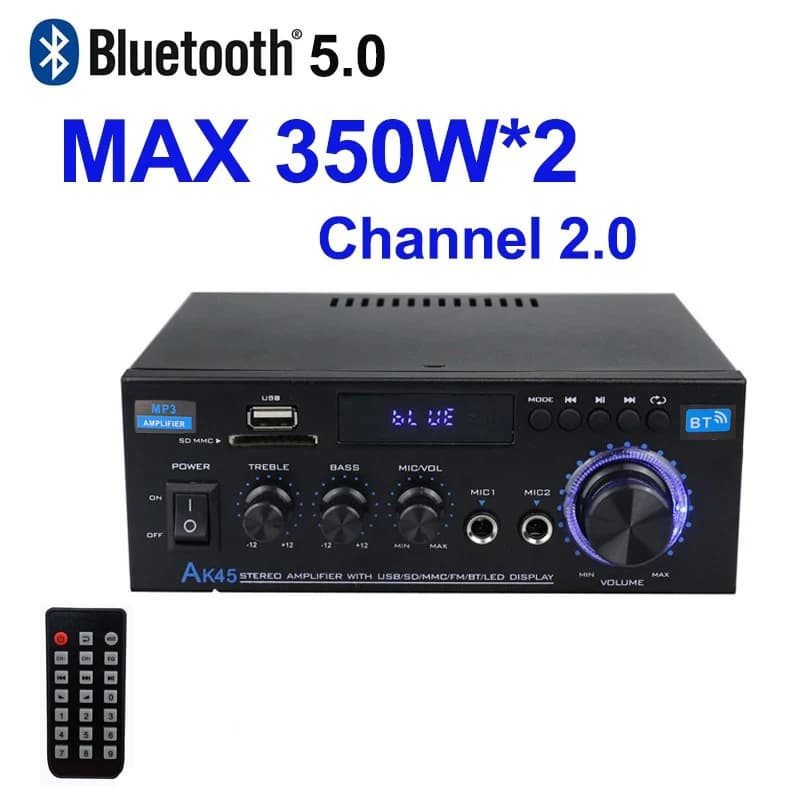 AK45 HiFi Digital Bluetooth Audio Amplifier MP3 Channel
