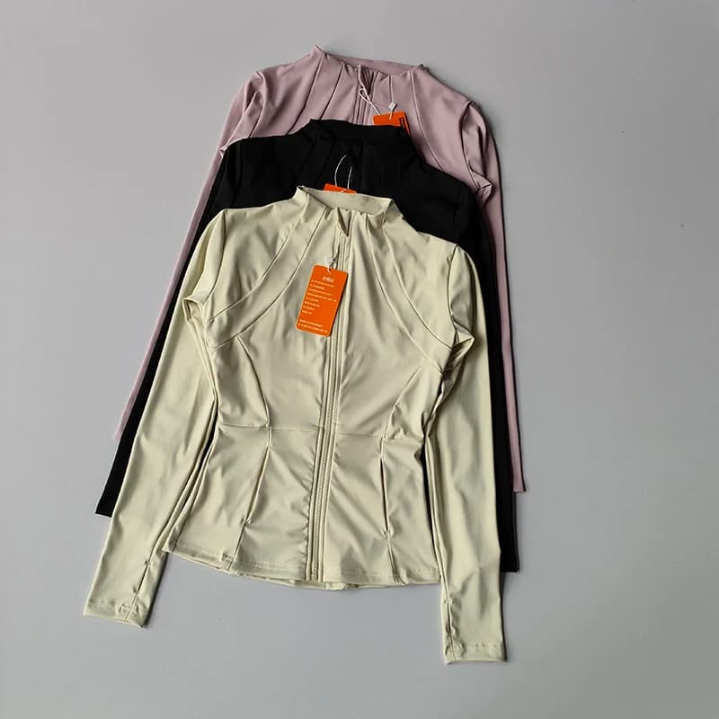 Women Sports Jacket Zip Fitness Yoga Shirt Workout Running